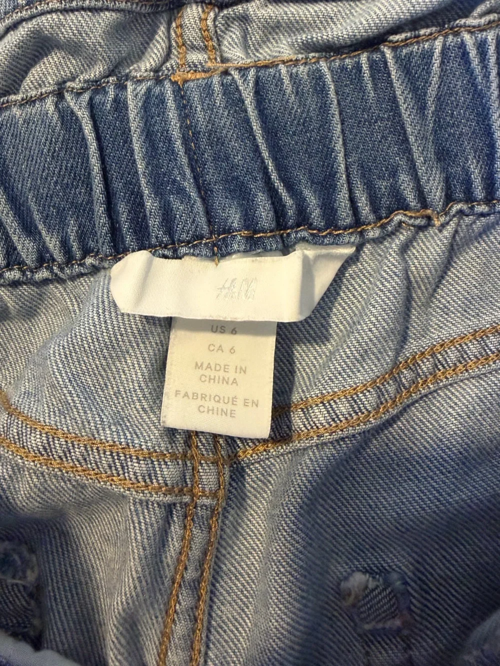 H&M Light Blue Paperbag Waist Denim Shorts with Self-Tie Belt